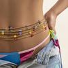 Beach Round Bead Color Single-layer Body Chain, Niche Beaded Small Daisy Rice Bead Waist Chain for Women