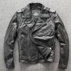 Autumn New Leather Jacket Men's Lapel Diagonal Zipper Head Layer Leather Harley Biker Slim Leather Jacket