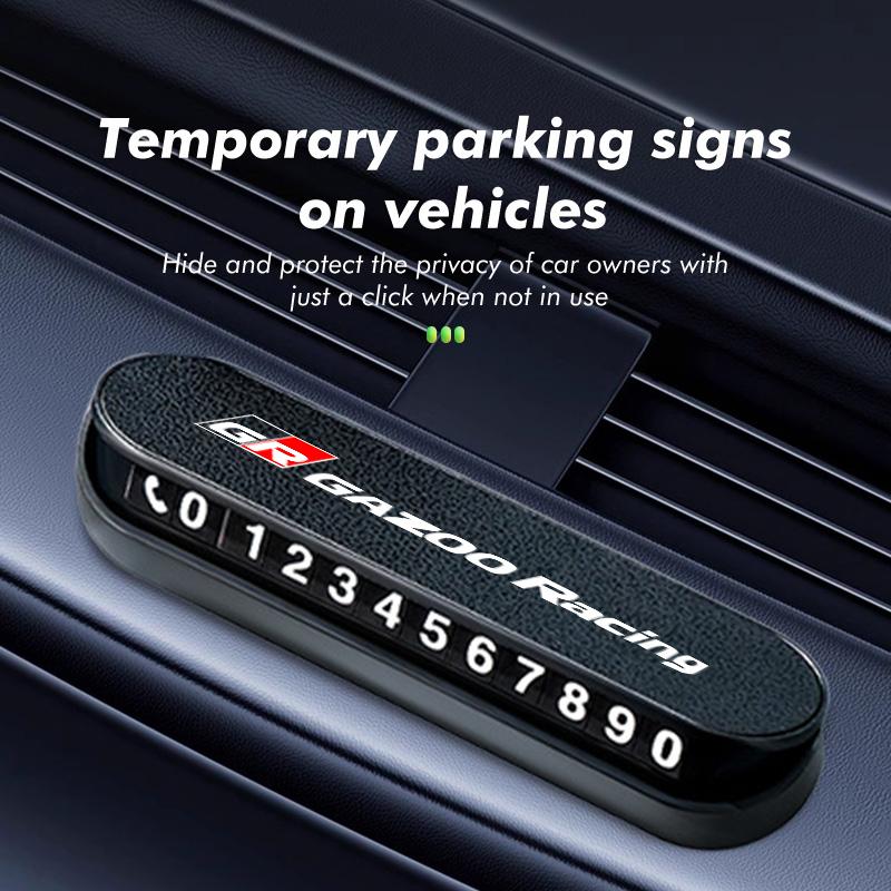 cnkym4 Suede Leather Car Temporary Parking Card Phone Number Plate For Toyota GR MN Corolla Yaris Aygo Prius RAV4 Crown CHR Camry