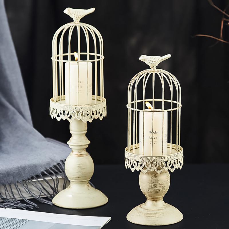 Iron Art Candlestick Home Decor Ornaments Candle Holder Ambience Birdcage Party Supplies