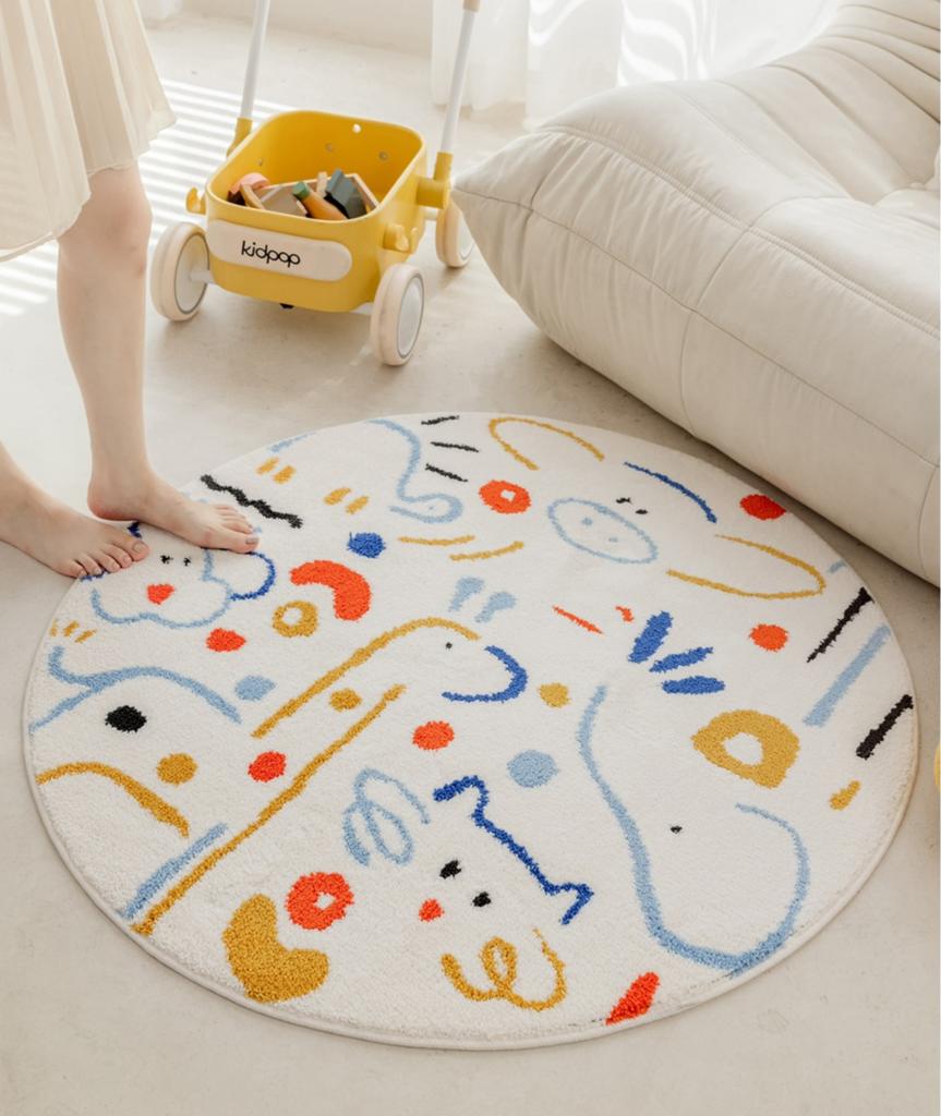 Современный стиль украшения гостиной круглый ковер утолщенный плюшевый прикроватный коврик ковры с мультяшным рисунком для спальни дома пушистый мягкий ковер