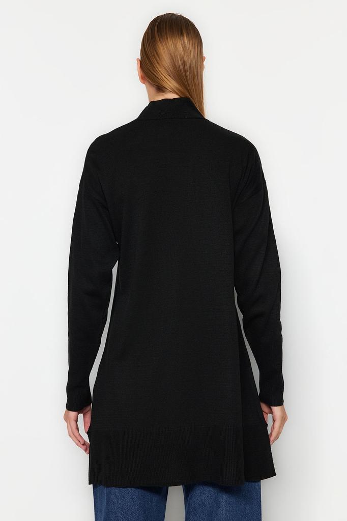 Женский модный стильный свитер в хиджабе, черный трикотаж с высоким воротником, свитер