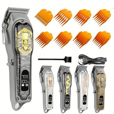 Перезаряжаемые беспроводные машинки для стрижки волос для мужчин, профессиональный триммер для бороды со светодиодным дисплеем для точных стрижек