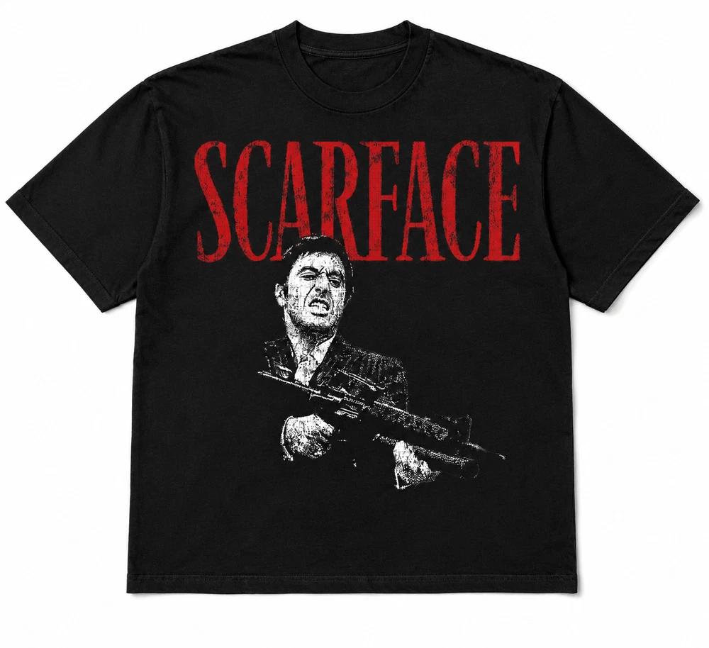 T Shirt Scarface Tony Montana Unisexs Black Graphic Movie Film Retro Vintage Tee