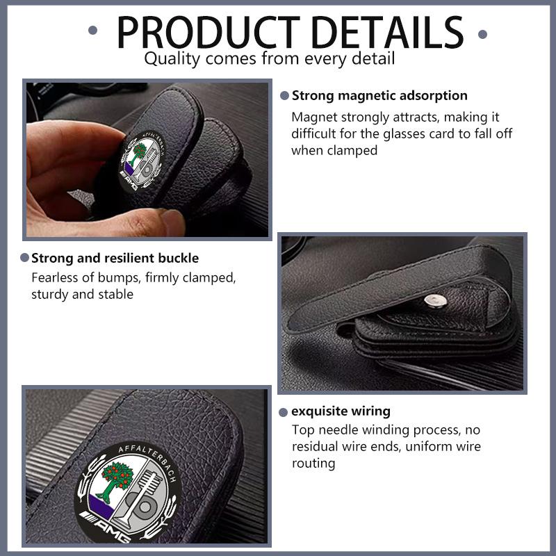 Car Magnetic Leather Eyeglass Holder Visor Sunglasses Clip Accessories For AMG Benz CITAN VITO SPRINTER CLS SLK W202 W203 W204 FF72