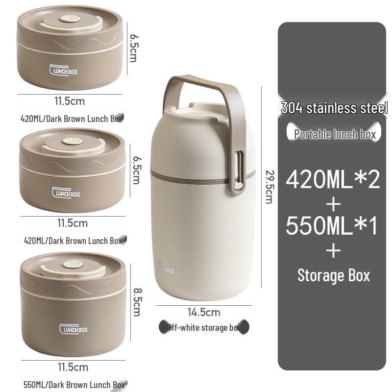Большой Вместимости Многослойный Изолированный Ланч-бокс из Нержавеющей Стали 304 для Офиса и Студентов