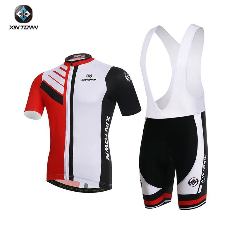Men Women Cycling Jersey Bib Shorts Set Breathable Quick-Dry Bike Riding Outfit