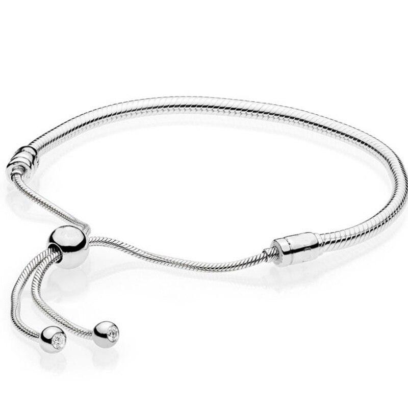 Pave Heart Star String Of Beads Sliding Clasp Adjust Wrist Bracelet Fit Sterling Tone Bangle Bead Charm Diy JewelryFashion Bracelets