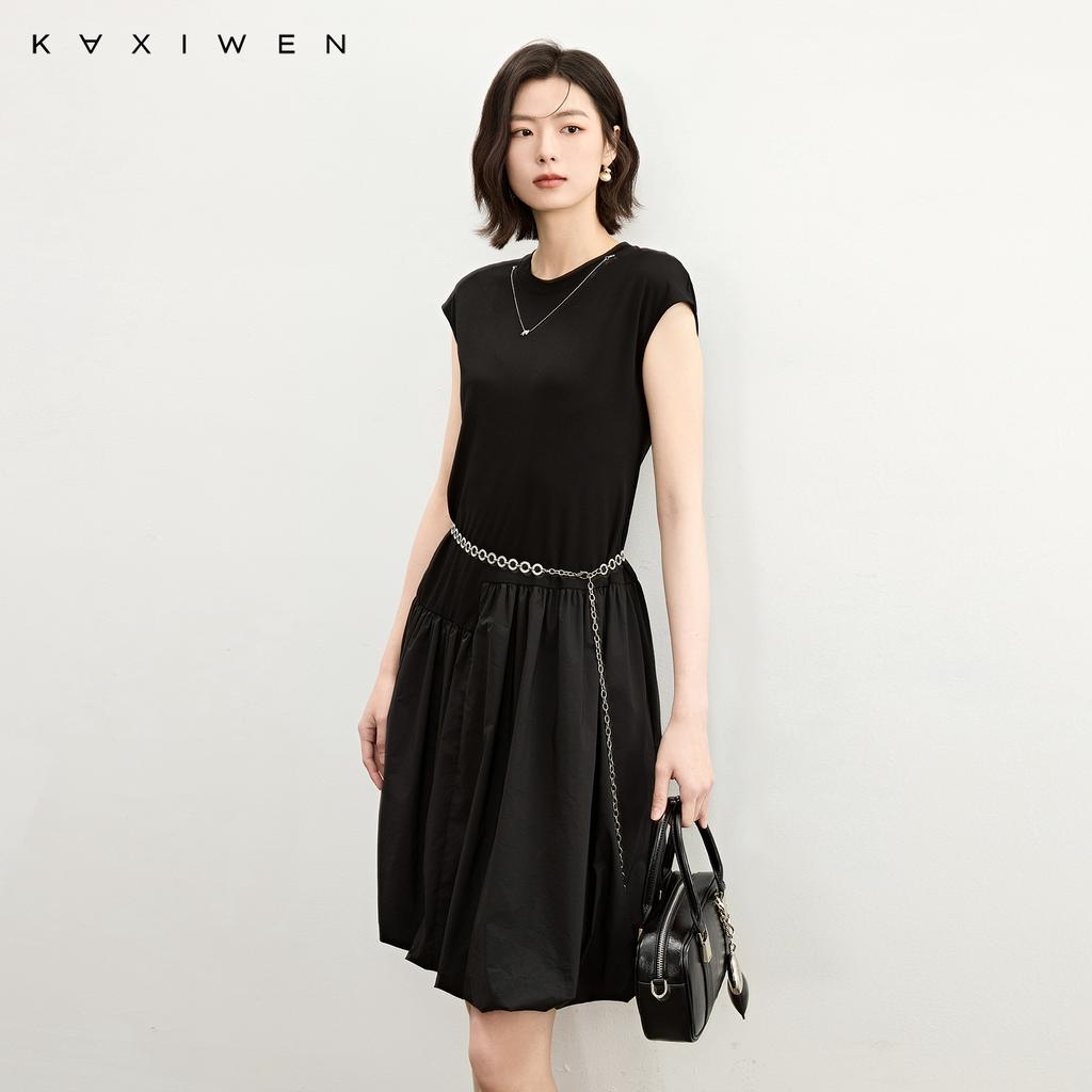 Loose flower bud patchwork dress