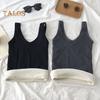 Winter Women Thermal Vest Seamless Thick Plush Fast Temperature Lock V Neck Slim Fit Elastic Sleeveless Inner Wear Bottoming Tank Top