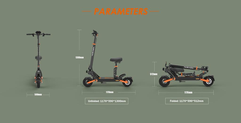 KuKirin G2 PRO 600W Electric Scooter, 48V 15.6Ah 58km Range, 45km/h, 9" Tubeless Tires, Foldable E-Scooter