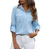 Women's Spring Summer Button Shirt Loose Shirt Solid Color Casual Shirts