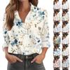 Women's Shirt Blouse Print Button Long Sleeve Casual Basic Shirt Collar Regular Top With Pockets