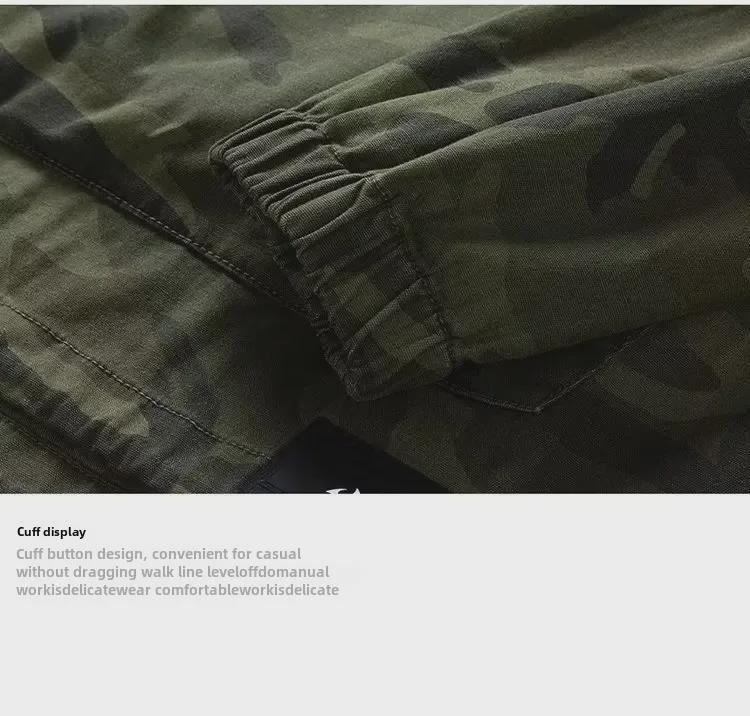 Куртка с капюшоном в стиле ретро-американского камуфляжа: Осенне-зимняя рабочая одежда для активного отдыха с полумолнией