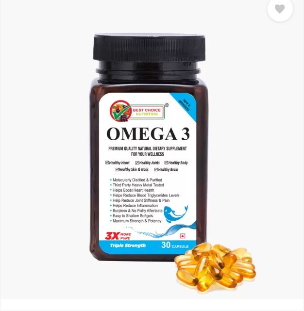 BEST CHOICE NUTRITION Омега-3 1000 мг капсулы - EPA + DHA обогащенные для здоровья мозга, сердца и суставов (30 капсул)