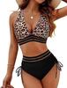 1011 Women's High Waist Bikini Split Set V-Neck Tether Bikini Gather Hot Sale