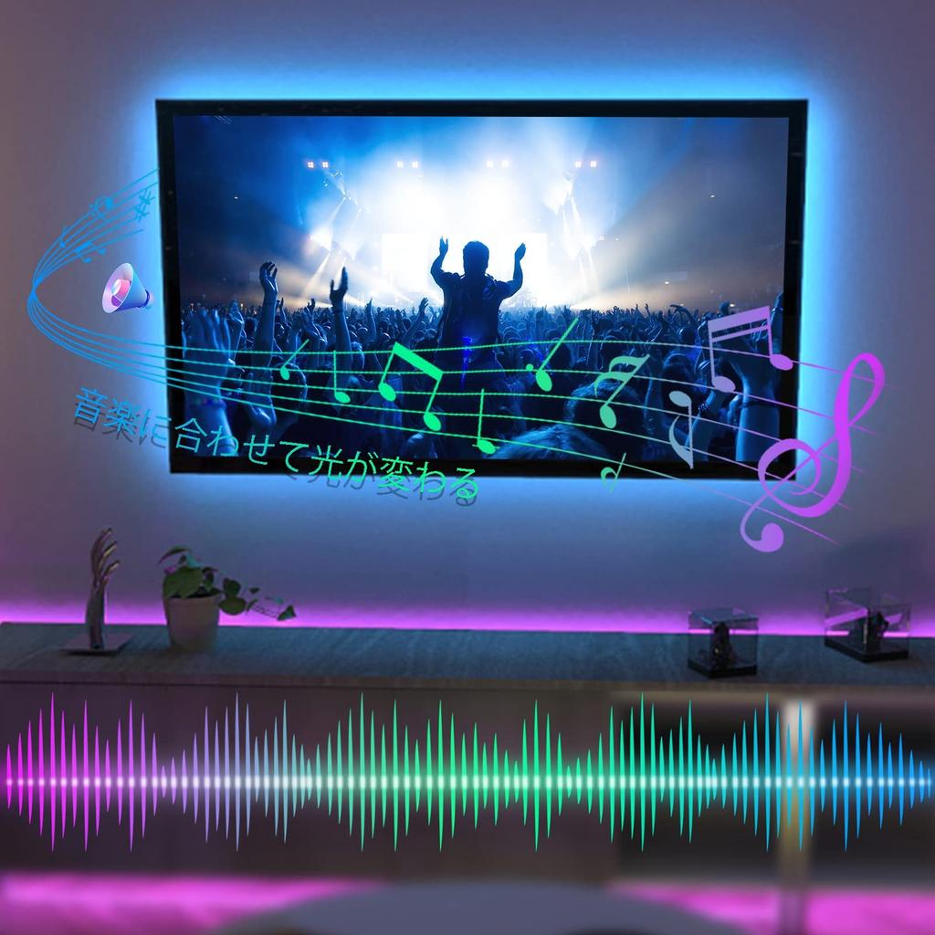 PaneraLux LED Strip TV Backlight with RGB IR App Color Music Strong Adhesive High Ambient Lighting for and Holiday Decorations USB-Powered Light, 3M,