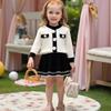 Комплект свитера для девочек 3-7 лет - Новый осенне-зимний вязаный кардиган с длинным рукавом + вязаное платье-свитер, комплект из двух предметов