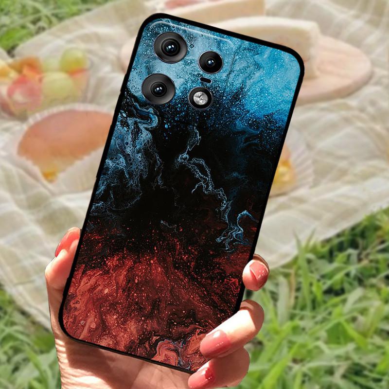 Чехол для Motorola Edge 50 Pro Модный Мраморный Силиконовый Черный Мягкий Бампер для Телефона Moto Edge 50 Pro Мультяшные ТПУ Оболочки