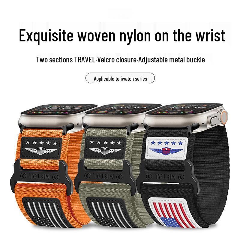 Cross-border Suitable Finely Woven Nylon Trail Strap for Apple Watch Series 8/7 S11 ULTRAL Modified Version.
