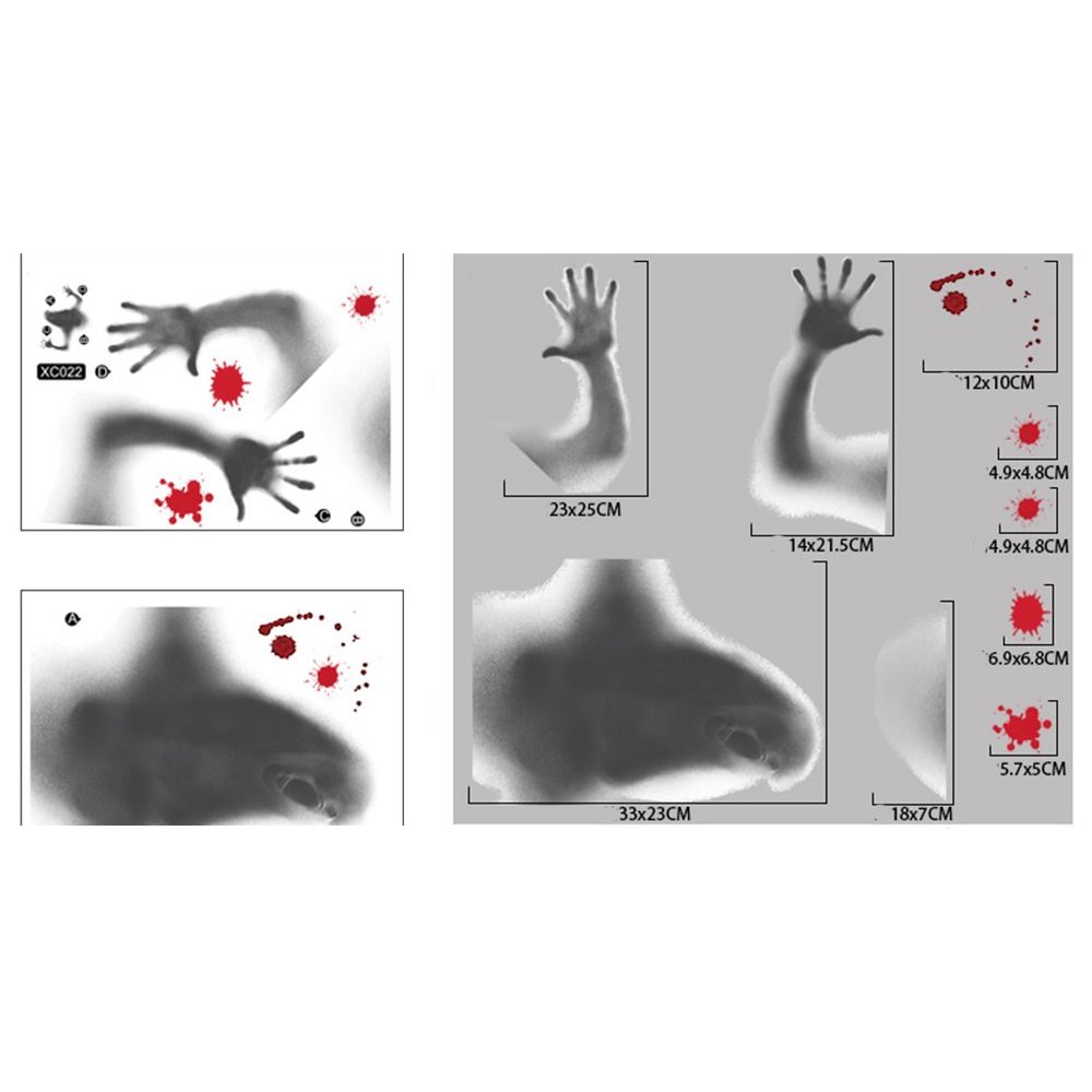 Large Size Scary Halloween Sticker Electrostatic Halloween Bloody Decal Window Ghost Decal  Home