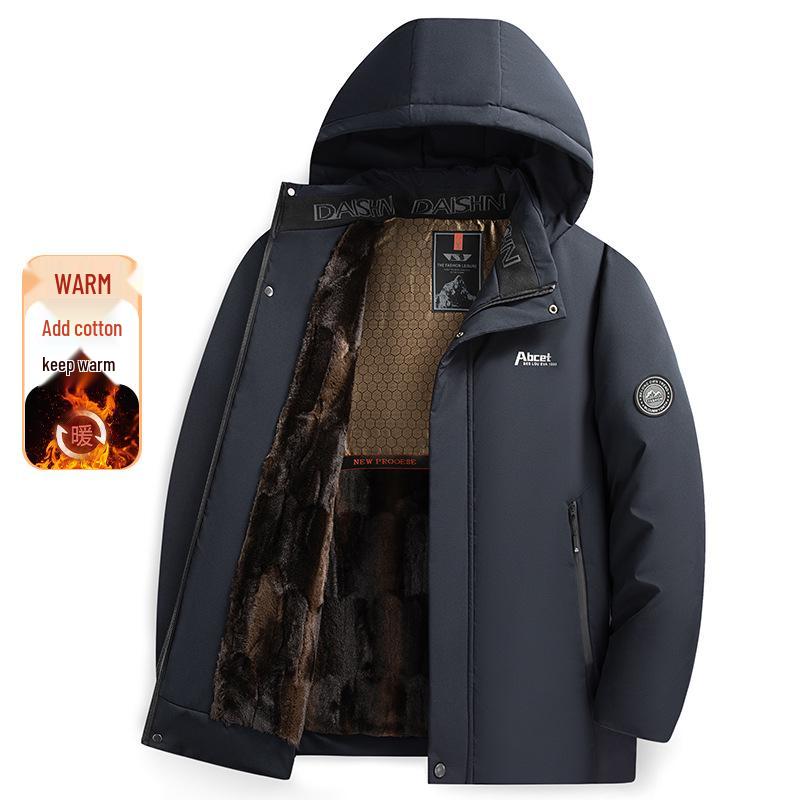 Мужская зимняя хлопковая куртка с подкладкой из плюша - Теплая, ветрозащитная, стильная для среднего и пожилого возраста