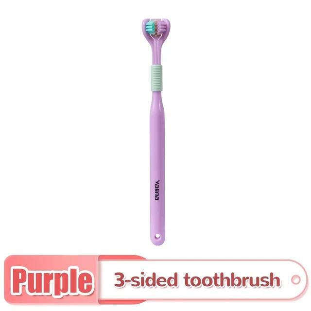 3D Stereo Three Sided Toothbrush Ultra Fine Soft Hair Adult Toothbrush Tongue Scraper Deep Cleaning Health Oral Care Teeth Brush