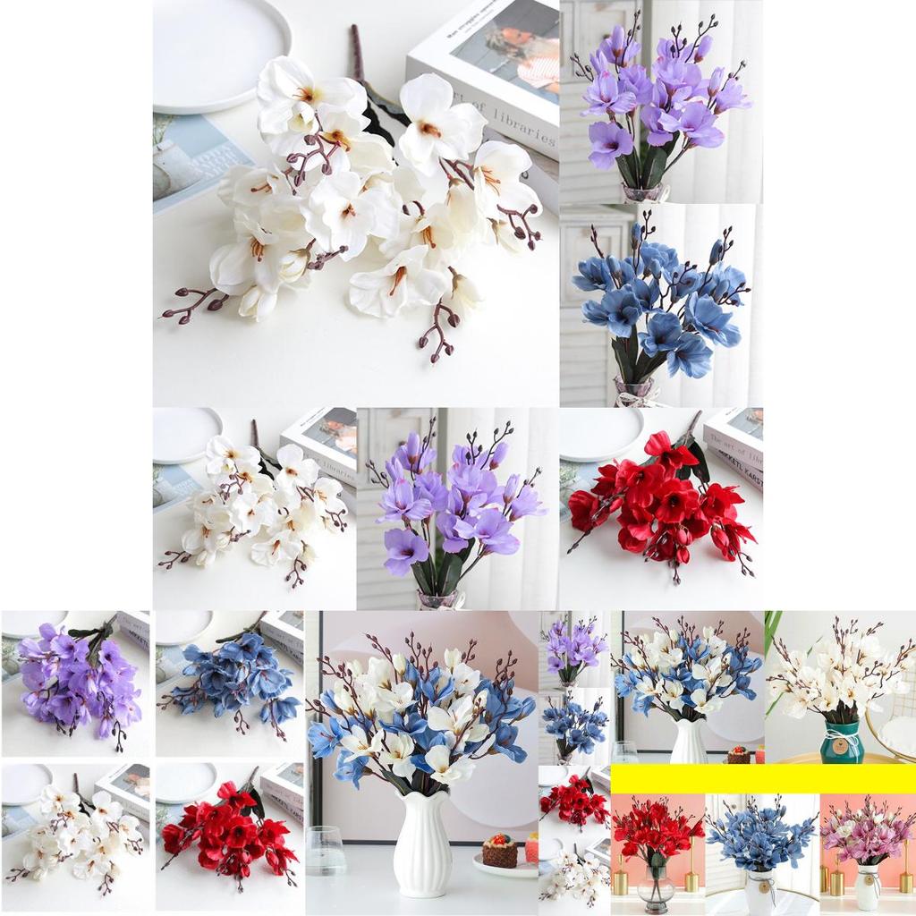 Элегантный и реалистичный искусственный букет магнолии из шелка для свадеб и домашнего декора