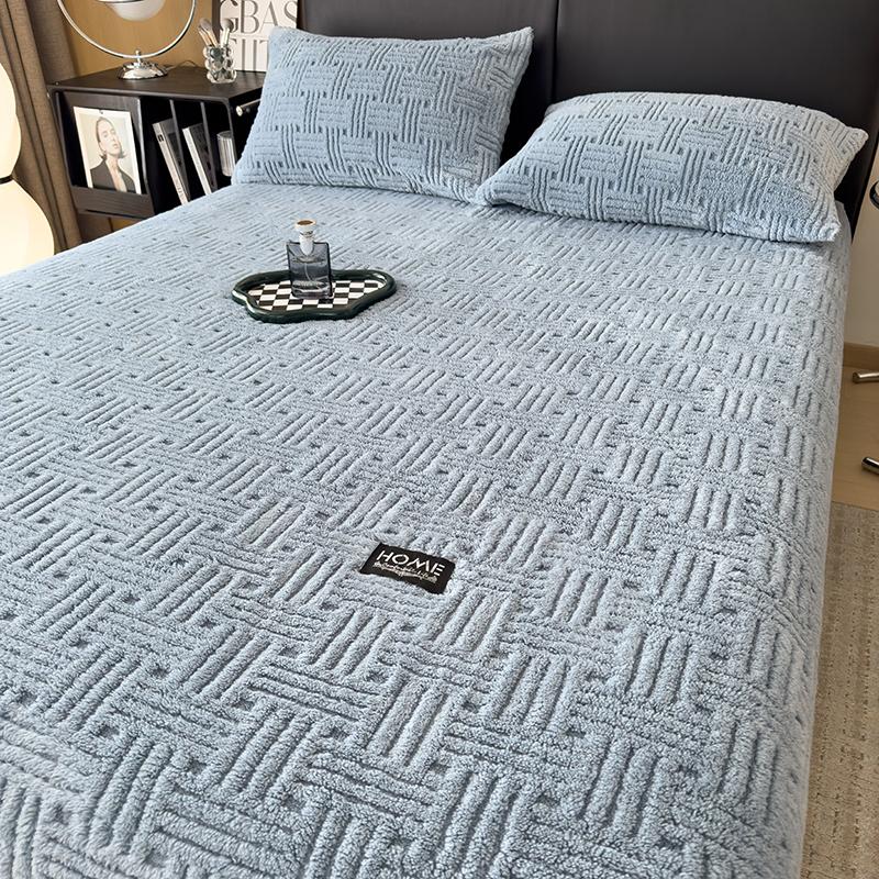 Горячая Зимняя Теплая Коралловый Флис Простыня на Резинке Эластичный Наматрасник Чехол Пушистый Плюшевый Постельное Белье Пара Двуспальная Кровать Кинг-Сайз