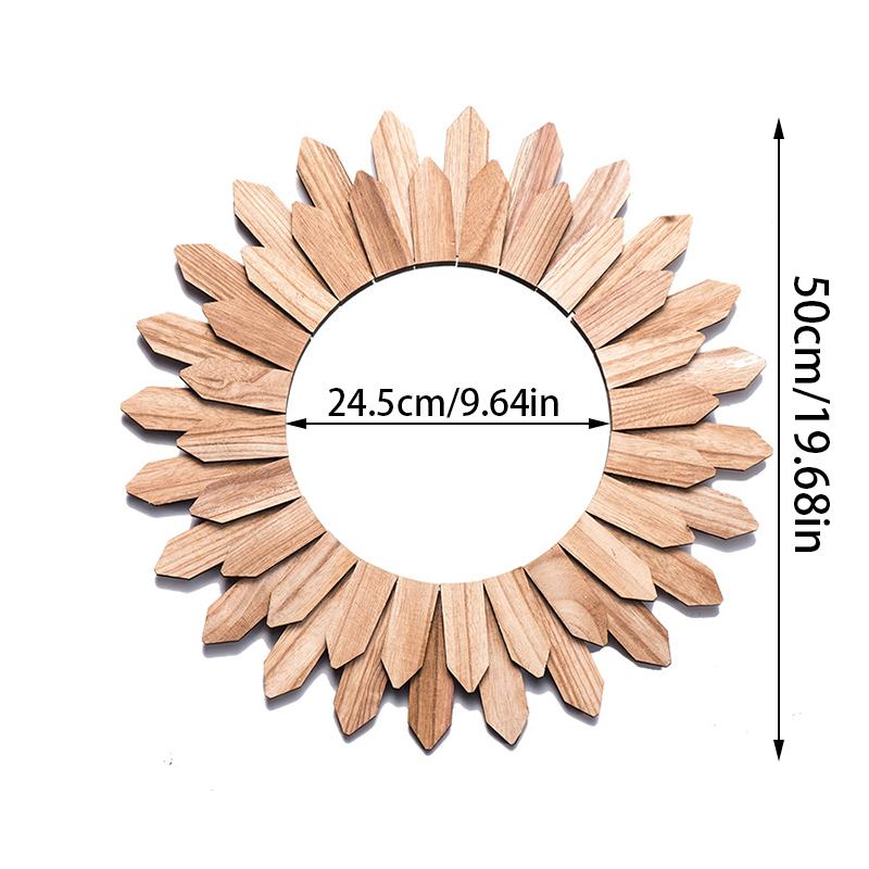 Wooden Wall Mounted Decorative Mirror Bohemian Rustic Wood Farmhouse Mirror