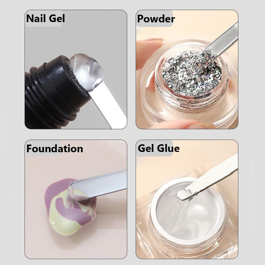 Палочка для смешивания геля для ногтей, шпатель из нержавеющей стали с деревянной ручкой для смешивания гель-лака и основы под макияж