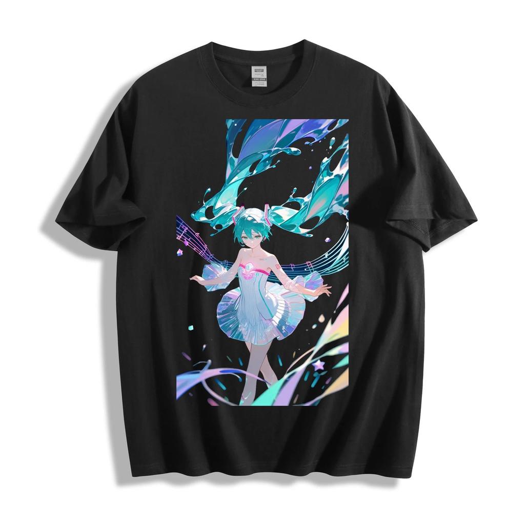 Hatsune Miku Melody Splash T-Shirt - Dress Music Notes Burst Design Unisex Tee