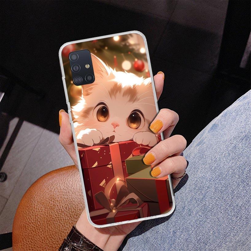 Милый котенок Мультяшный чехол для телефона Samsung Galaxy A52 A32 A22 A12 A51 A31 A50S A30S A20S A10S Note 20 Ultra 10 Plus S10 A72