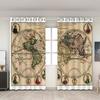 Retro Map Blackout Silk Curtain Divider for Bedroom
