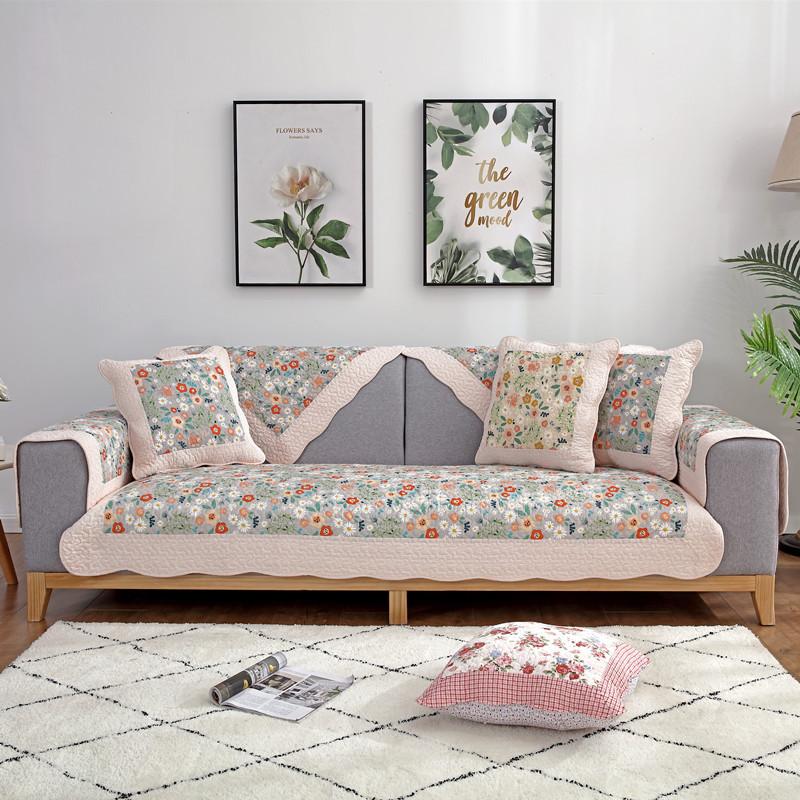 Four Seasons Universal Pastoral Printing Sofa Cushion Korean Style Small Floral Sofa Cushion Towel Hot Selling Cotton Sofa Cover