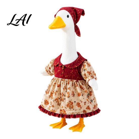 Porch Goose Costumes Thanksgiving Outfit Autumn Dress with Head Scarf Seasonal Outfit for 23 Inch Statue Outdoor Garden Yard Decor Lawn Clothes
