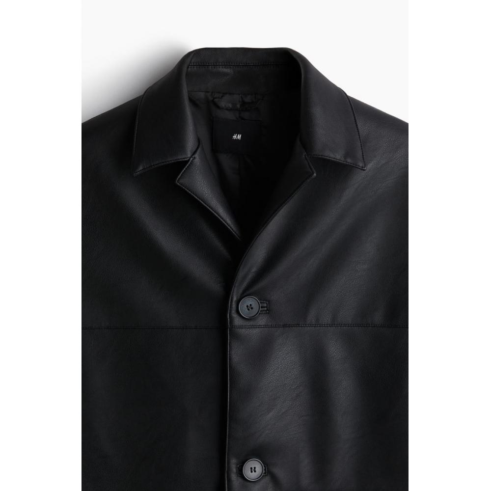 Куртка-рубашка с покрытием HM Regular Fit, черная