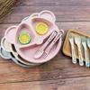 1 Pcs Baby Bowl Spoon Fork Sets Feeding Tableware Cartoon Bear Kids Plates Baby Eating Dinnerware Set Anti-Heat Training Plates