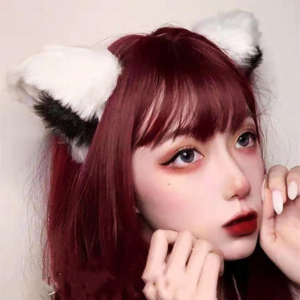 Плюшевая мультяшная женская повязка на голову с ушками кошки, аксессуары для волос, обруч для волос в корейском стиле