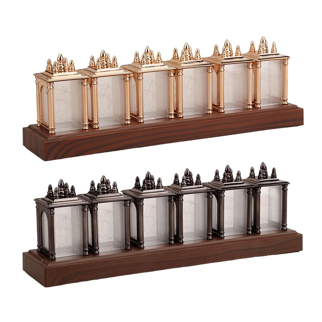 DIY Nixie Tube Clock Будильник 5 передач Регулировка яркости ЖК-экран Настольные часы для дома Прикроватная гостиная спальня кабинет