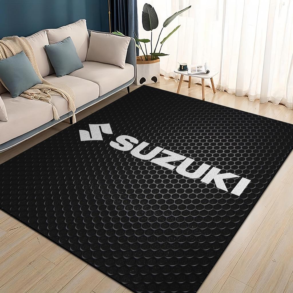 3D Гоночный автомобиль Логотип S-SUZUKI Мотоциклетный ковер для гостиной спальни домашнего дивана, Детский игровой нескользящий коврик для пола