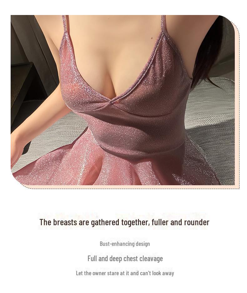 Красное горячее сексуальное женское белье: Блестящее платье для ночного клуба и ночная рубашка-пижама Perspective для женщин