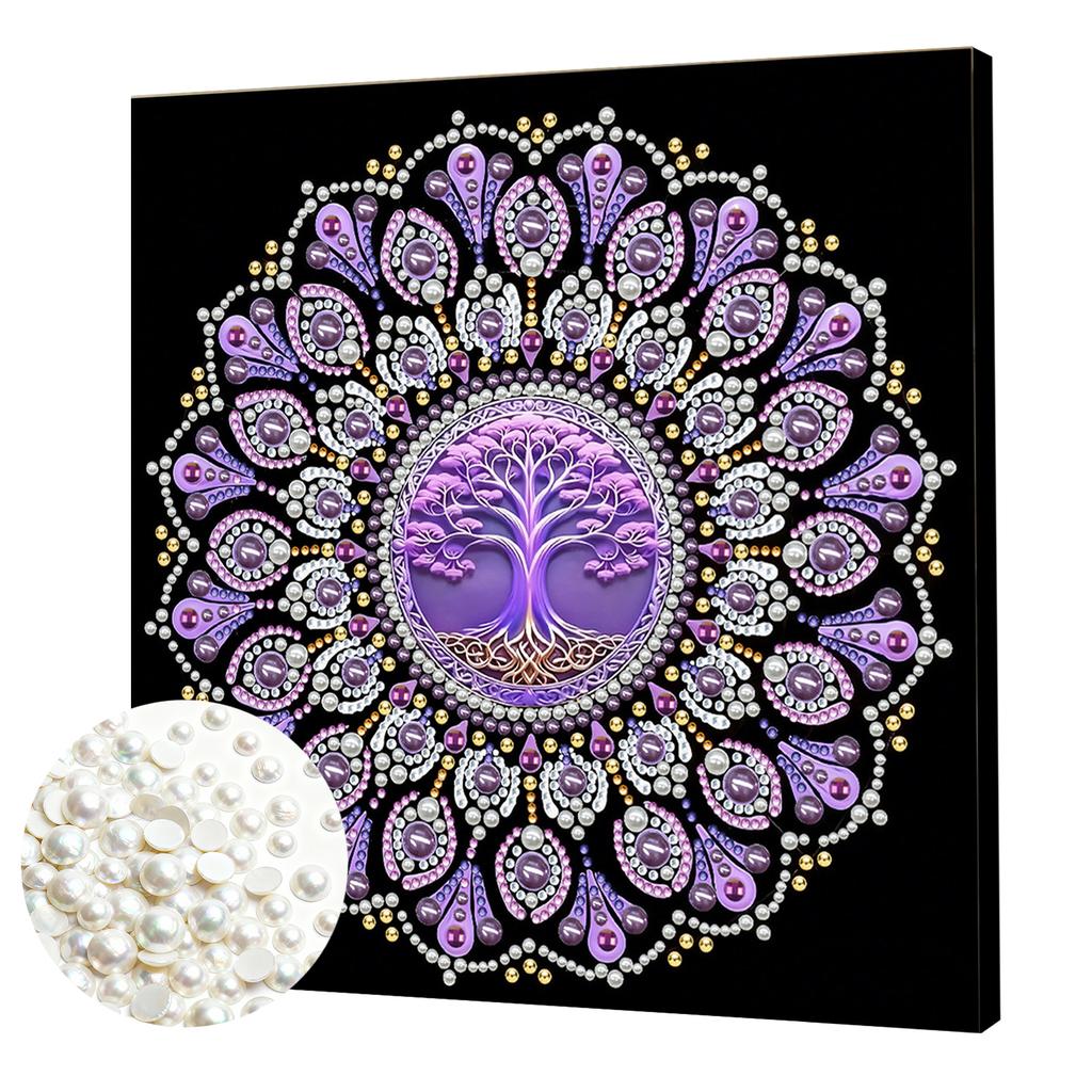 DIY Мандала Жемчужная Живопись для Взрослых Подарок Декор Дома Жемчужные Каменные Картины Картина Искусство Поделка 25x25см С Рамкой