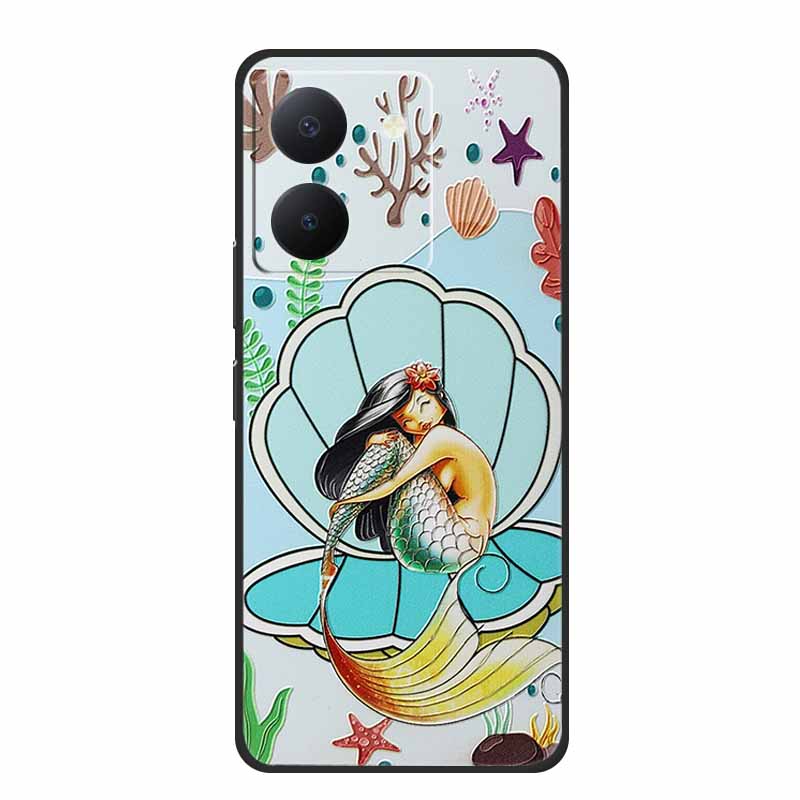 3D Emboss Case For Vivo Y27s Phone Case Relief Black Silicone Soft Back Cover Coque Funda For Vivo Y27s Case Y 27 s Capas 6.64"