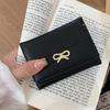 Женский милый модный короткий кошелек с эстетичным маленьким бантом, держатель для кредитных карт, кошелек для монет с окошком для удостоверения личности
