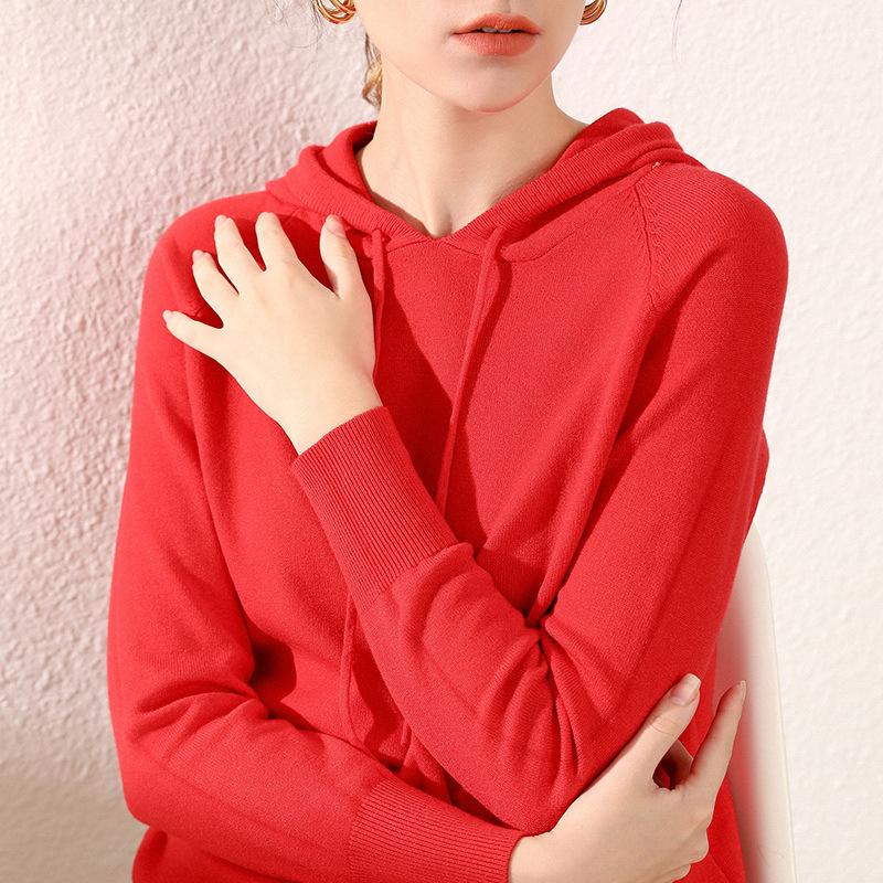 Свитер с капюшоном, женский шерстяной вязаный свитер, офисная женская корейская модная элегантная повседневная зимняя одежда большого размера