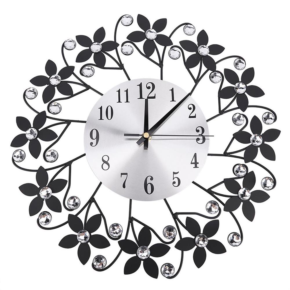 Quartz Movement Silent Wall Clock Metal Frame Wall-mounted Clock Fashion Decorative Clock Kitchen