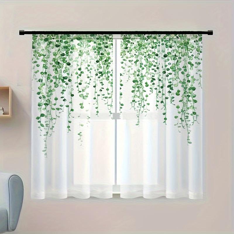 2 шт. Прозрачные шторы с узором «зеленая лоза» для оконных карманов, шторы для спальни, гостиной, украшения дома
