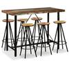 VidaXL Bar Set 7 Pcs Solid Recycled Wood Stool Table Dining Room 275146