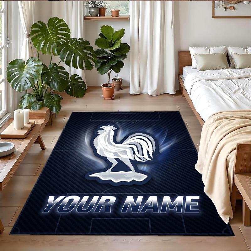 Crystal Velvet Rug Custom Name Text, Soft Non Slip Floor Mat Home DecorFrance national football team